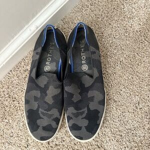 Rothy's Black Camo Slip-On Sneakers